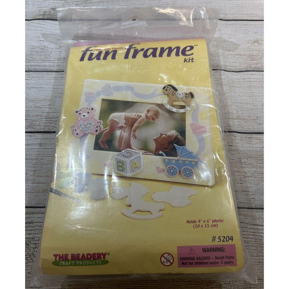 NOS Vintage Beadery Paintable Plastic Fun Frame Kit 4" x 6" Photo #5204 H4